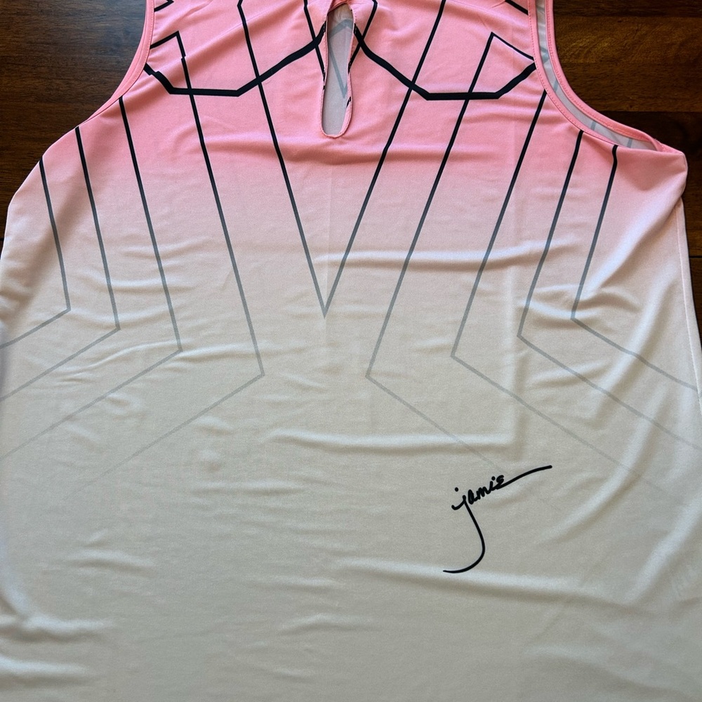 Jamie Sadock Pink and White Geometric Tank Top